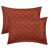 Bedsure Pillow Shams Queen Size Set of 2, Decorative Boho Pillow Shams with Envelope Closure, Ultra Soft and Breathable Queen Pillow Cases for Bed Pillows, Terracotta, 20x30 Inches