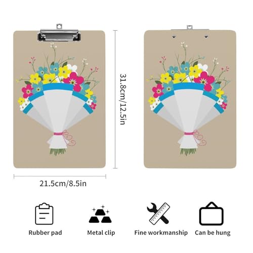 Porte bloc A4 pince profil bas et motif fleurs durable - 2