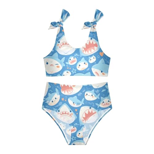 KLL Fish sea Water Blue Pattern Girls 2 Piece Bikini Sets Scoop Neck Swimming Swimsuit Swimsuit3