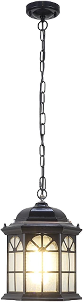 Outdoor European Style Pendant Light, Waterproof Hanging Lamp, Die-cast Aluminum with Glass, Adjustable Fixture for Courtyard, Gazebo, Villa, Balcony, Sunroom, Entrance, Porch, Pavilion