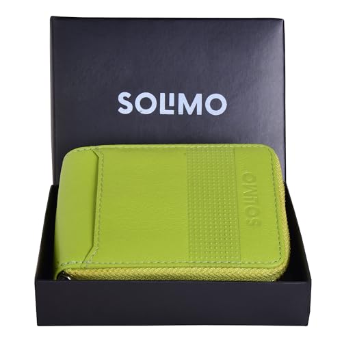 Image of Amazon Brand - Solimo Andrew Genuine Leather RFID Blocking Card Holder Ultra Strong Stitching 10 Card 2 Currency Holder 1 ID Window for Men and Women (11.5CM X9.5CM)