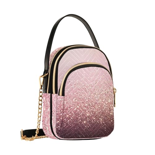 Rose Gold Shiny Glitter Crossbody Purse for Women Travel Handbag Small Shoulder Bag2