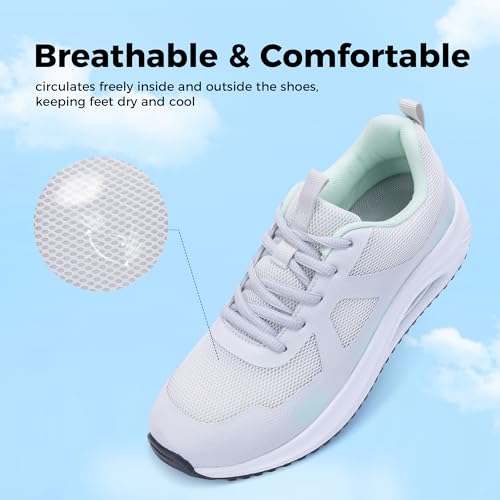 Womens Walking Shoes Orthotic Plantar Fasciitis Tennis Athletic Sneakers with Arch Support for Foot Pain Relief All Day Standing GrayGreen US 93