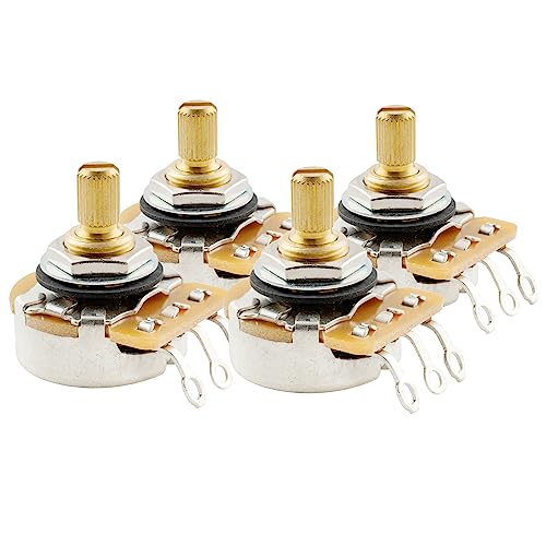 CTS 450G Vintage Tone A250K Pots Brass Short Split Shaft 1/4 Inch 10% Audio Taper Potentiometers for Electric Guitar Bass (Set of 4)