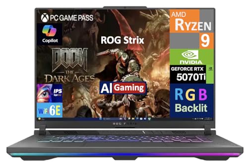 Image of ASUS ROG Strix AI Gaming Laptop 16.0 inch 165Hz IPS WUXGA Display (AMD Ryzen 9 8940HX, GeForce RTX 5070 Ti 12GB, 16GB DDR5, Win 11 Pro) w /MS 365 Personal, DKZ USB Port Expander