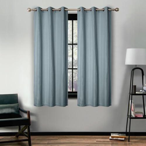 SUPERIOR Blackout Curtains, Room Darkening, Bedroom, Drapes, Kitchen, Living Room Window Accents, Sun Blocking, Thermal, 2 Pack, Linen Pattern Blackout Curtains, Set of 2, 42" x 63", Teal