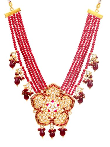 Juego de joyas largas DMZ-2986 un regalo chapado en oro con cuentas rojas para aniversarios