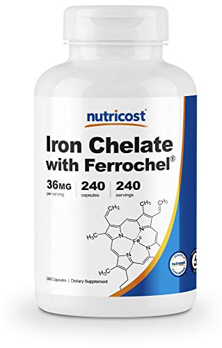 Nutricost Chelated Iron, As Ferrochel, 36mg, 240 Capsules