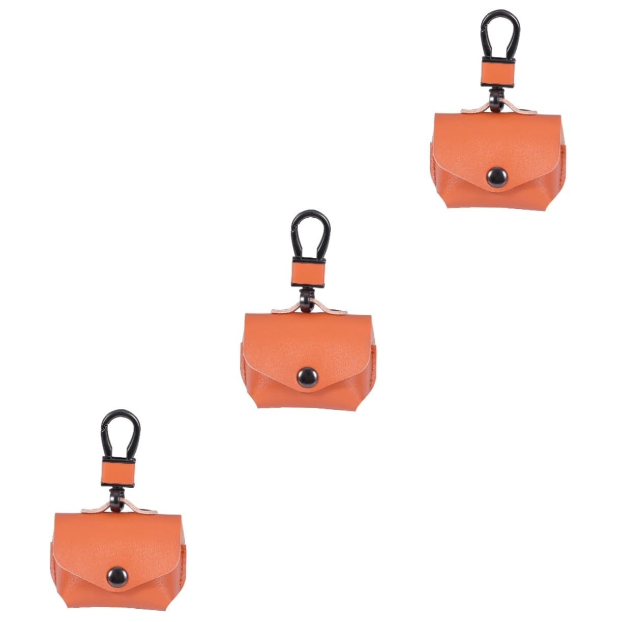 DOITOOL 3stücke Einfaches Imitationsleder-Earphone Case Cover Schützende Hülle Für Tragbar Mit Metallkarabiner Orange Kabelloser Ohrhörer-Schutz