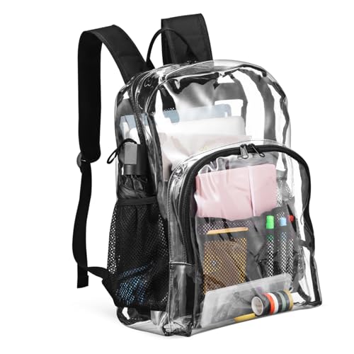 Sac à dos transparent Healeved en PVC noir robuste pour concert et voyage