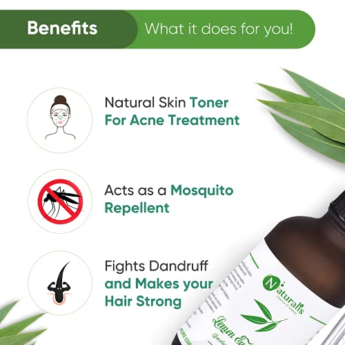 Naturalis Essence of Nature Lemon Eucalyptus (Eucalyptus Citriodora) for Dandruff and Mosquito repellent - 120ml,Pack Of 1