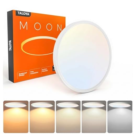 TALOYA Flush Mount 12 Inch Ceiling Light (Milk White Shell), 20W Surface Mount LED Light Fixture for Bedroom Kitchen,3 Color Temperatures in One（3000k/4000k/6500k),0.94 Inch Thickness Round