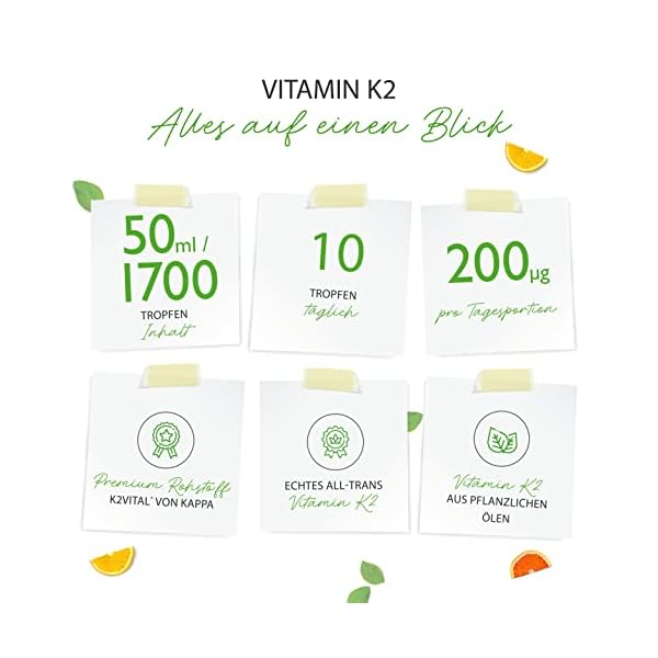 Vitamin K2 MK-7 200µg - 50 ml (1700 Tropfen) - Premium: All-Trans Gehalt >99,7% (K2VITAL® von Kappa) - Ohne Alkohol - Laborgeprüft - Vegan – Bild 3