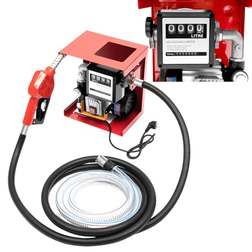 WSIKGHU Dieselpumpe 230V Selbstansaugend 550W Heizölpumpe Ölabsaugpumpe, 60L/Min Professionelle Dieselpumpe Selbstansaugend Ölpumpe mit Automatik Pistole & 4+2m Schlauch, Zählwerk