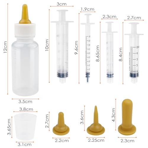 Rseuphiee Aufzuchtflasche, Haustier Fütterung Silikon Nippel, katzenmilch Aufzuchtflasche für undewelpen Kitten, mit Spritzen, Futterspritzen Kleintiere, für Welpen Hund Katze oder andere Haustiere
