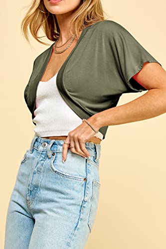 Image of Lock and Love Women's Versatile Open Front Lightweight Short Sleeve Bolero Shrug