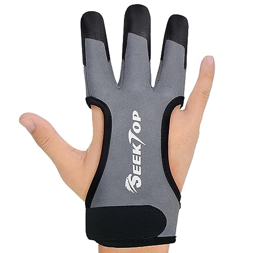 Image of Seektop Archery Gloves Shooting Hunting Leather Three Finger Protector