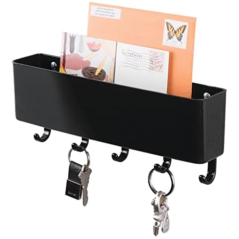 mDesign Colgador de llaves con estante para apoyar correo, papeles y celulares Cover