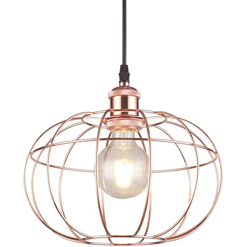Suspension GTV VIELA - Suspension boule en cuivre poli, Ø27,5 cm, design loft & glamour, plafonnier décoratif, douille E27 à une ampoule
