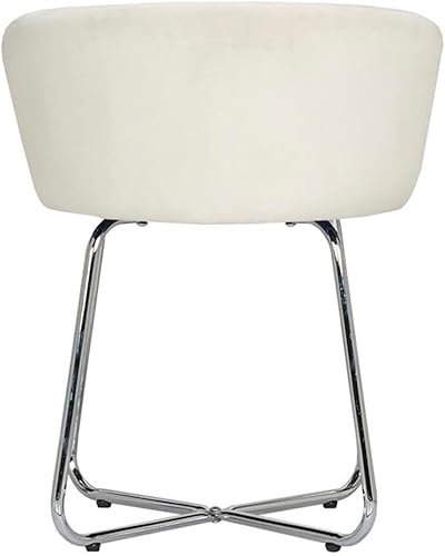 Miniatura 5 de Hillsdale, Marisol Taburete de Tocador Redondo de Metal y Tapizado con Respaldo Cóncavo para Sala de Maquillaje o Baño, Color Blanco Roto Blanco