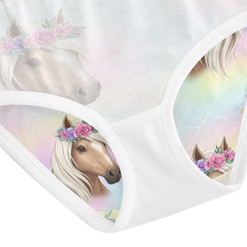 Toddler Girl Panties, Cute Horse Pastel Gradient Girls' Cotton Brief Underwear, 2T–8 Years4