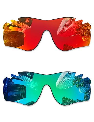 Combine8 Lot de 2 verres de rechange pour lunettes de soleil Oakley RadarLock Path Vented/RadarLock Path Vented Asian Fit (AF) OO9206 – Rouge feu + vert