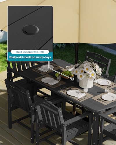 Image of Ciokea HDPE Outdoor Patio Dining Table, All-Weather Furniture, Black
