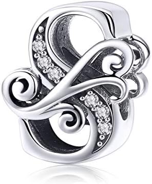 925 Sterling Silver Letter S Charms for Pandora Bracelets Alphabet Initial Beads Jewelry Gift for Women