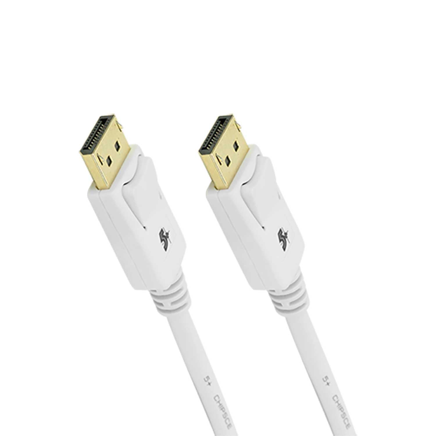 5+ Cabo Displayport + Displayport 1.2 - Branco - 2M - com Trava