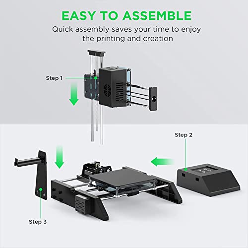 Impresora 3D, Mini Impresora 3D con impresión de Alta precisión, diseño silencioso, impresión 3D de Escritorio con 12 x 12 x 11,5 cm, Plataforma de impresión móvil, filamento PLA de 10 m