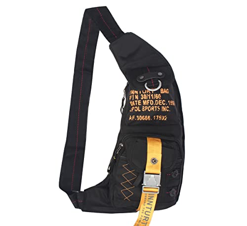 Innturt Nylon Sling Bag Daypack Chest Bag Messenger Backpack Outdoor Black & Yellow #TOP9