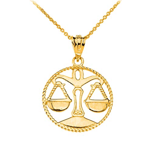 Astrology Jewelry 10k Gold Round Zodiac Sign Horoscope Constellation Rope-Style Pendant Necklace