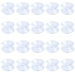 Pawfly Double Sided Suction Cups 2 cm PVC Plastic Glass Suckers Clear Suction Pads Window Suckers for Glass Table, 20 Pack