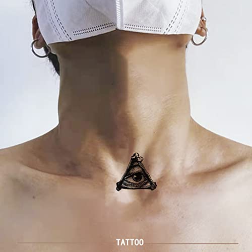 Nirbffo Black Temporary Tattoos Moon Stars Eyes Hexagram Geometry Wolf Cross Words Lines for Men and Women Small tattoo - Image 2