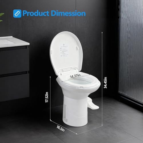 Image of VINGLI RV Toilet, Gravity Flush Toilet with Foot Pedal Flush, Standard Height Gravity Camper Toilet For RVs, Trailers, and Outdoor Campers, Enamel Bowl