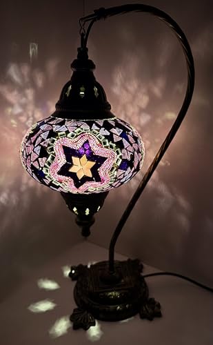 Samarkand - Lights Handgefertigte Mosaiklampe Orientalische Türkische Marokkanische Dekorative Mosaik Mosaik - Stehlampe L Tischlampe Mosaiklampe LILA - STERN