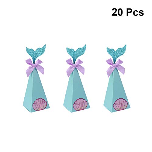 20 peças de caixa de doces de sereia, artigos de decoração de festa de aniversário, presente de pape
