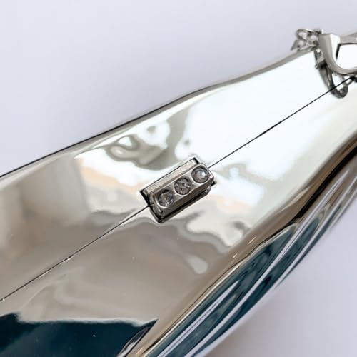 Image of Metallic Acrylic Evening Handbag for Women | Crossbody Sling Bags with Detachable Chain Strap Glossy Stylish Ladies Girls Small Size Cute Party Wedding Bag