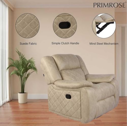 Image of Primrose Christie Single Seater Manual 1R Recliner Sofa | Recliner for Living Room Bedroom & Home Office (Beige)