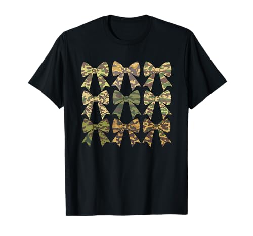 Camouflage Old Camo Bow Camo Coquette Bow Hunting Women Girl T-Shirt