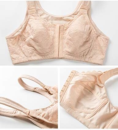 Delimira - Soutien-gorge Femme Fermeture Devant - Sans Armatures - Dos Nageur - Grande Taille - Dentelle