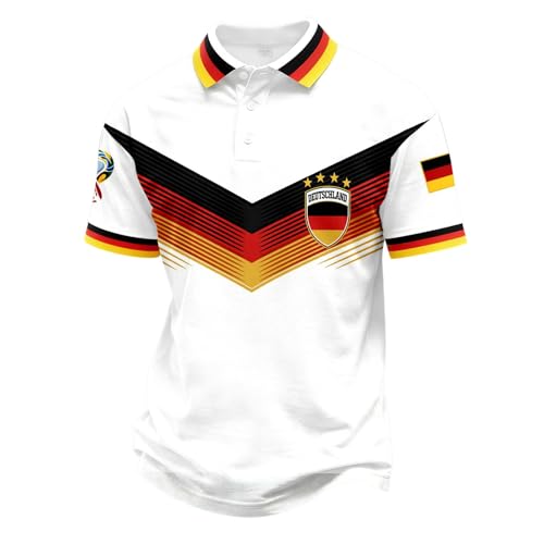 Nuqqichongtian Camiseta de Alemania, camiseta de la Copa del Mundo de Alemania, polo para hombre con estampado de bandera alemana, cremallera de fútbol, retro, camiseta de entrenamiento, color blanco
