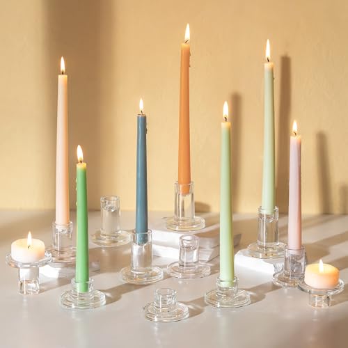 Glasseam Kerzenhalter Stabkerze Kerzenständer Glas: 12er Set Kerzenständer Stabkerzen Klein Stabkerzenhalter für Tisch Hochzeit Klar Kerzenhalter für Stabkerzen Weihnachten Geburtstag Deko