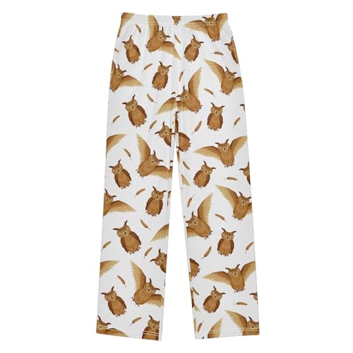 Owl Flying Boys Long Pants Soft Trousers Elastic Waist Kids Lounge Bottoms with Pockets S-XL