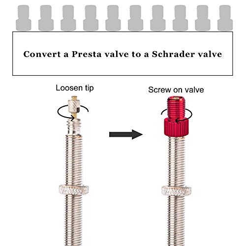 Bronagrand 20Pcs Bike Valve Adapters,10 Colors Metal Presta Valve Adapter Bicycle Bike Tube Pump Air Compressor Tools-French/Uk To Us #TOP5