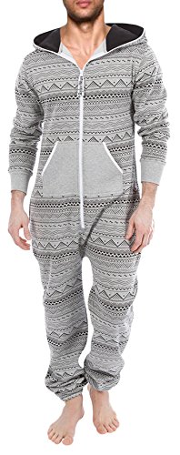 Skylinewears Men's Fashion Printed Onesie Playsuit Jumpsuit All Over Gray XL
