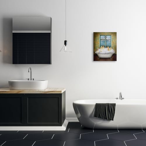 Image of Ducks Bathing Tub Ocean View, 16 x 20 Inch Canvas Wall Art
