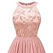 Women Halter Neck Floral Lace Chiffon Bridesmaid Dress Wedding Guest A Line Semi Formal Cocktail Swing Party Dress Illusion Sweetheart Short Vintage Casual Evening Prom Homecoming Dress Pink-Cutout L