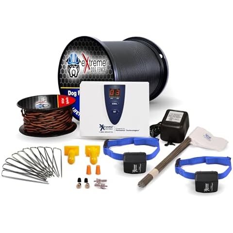 Electric Dog Fence Stubborn Dog - 2-Dogs 500' of Pro Grade Heavy Duty Boundary Wire for 1/3 Acre Pet Fence and 8 Correction Levels to Accommodate Larger, More Stubborn Dogs Cover