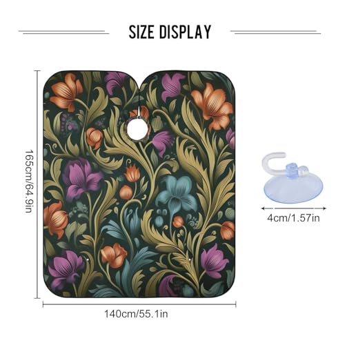 Capa Profesional para Corte de Cabello Impermeable Verde Oscuro con Diseño Floral y Cierre Ajustable de Broche para Peluquería y Estilismo miniatura 3